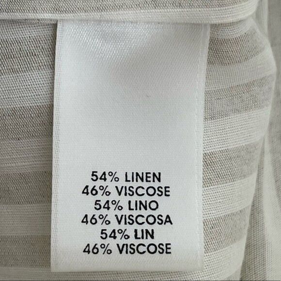 Worth Women's Linen Blend White Tan Stripe Button Up Tunic Size XXS/0 - Picture 8 of 12